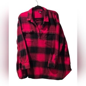 Old Navy Vibrant Red/Black Plaid Women's Shirt